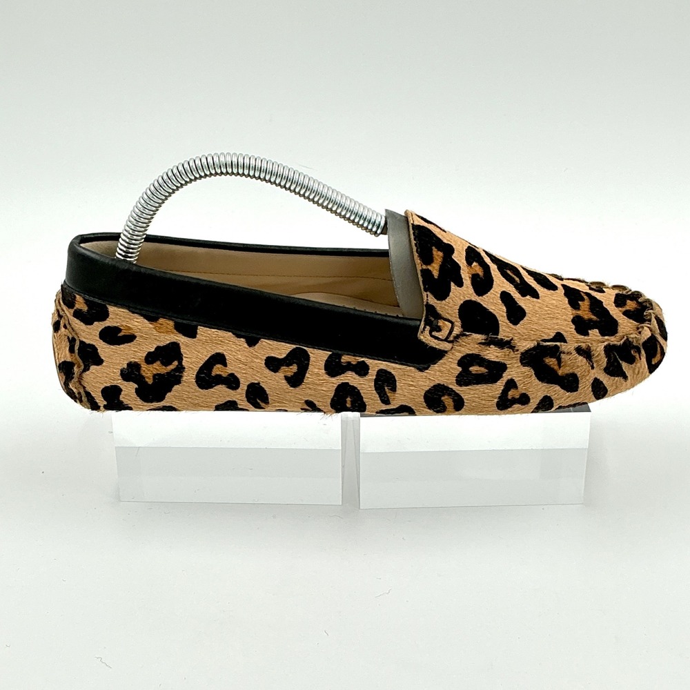 Cole Haan Size 8.5 Drivers Leopard Calf Hair Slip On Loafers Women MSRP $150